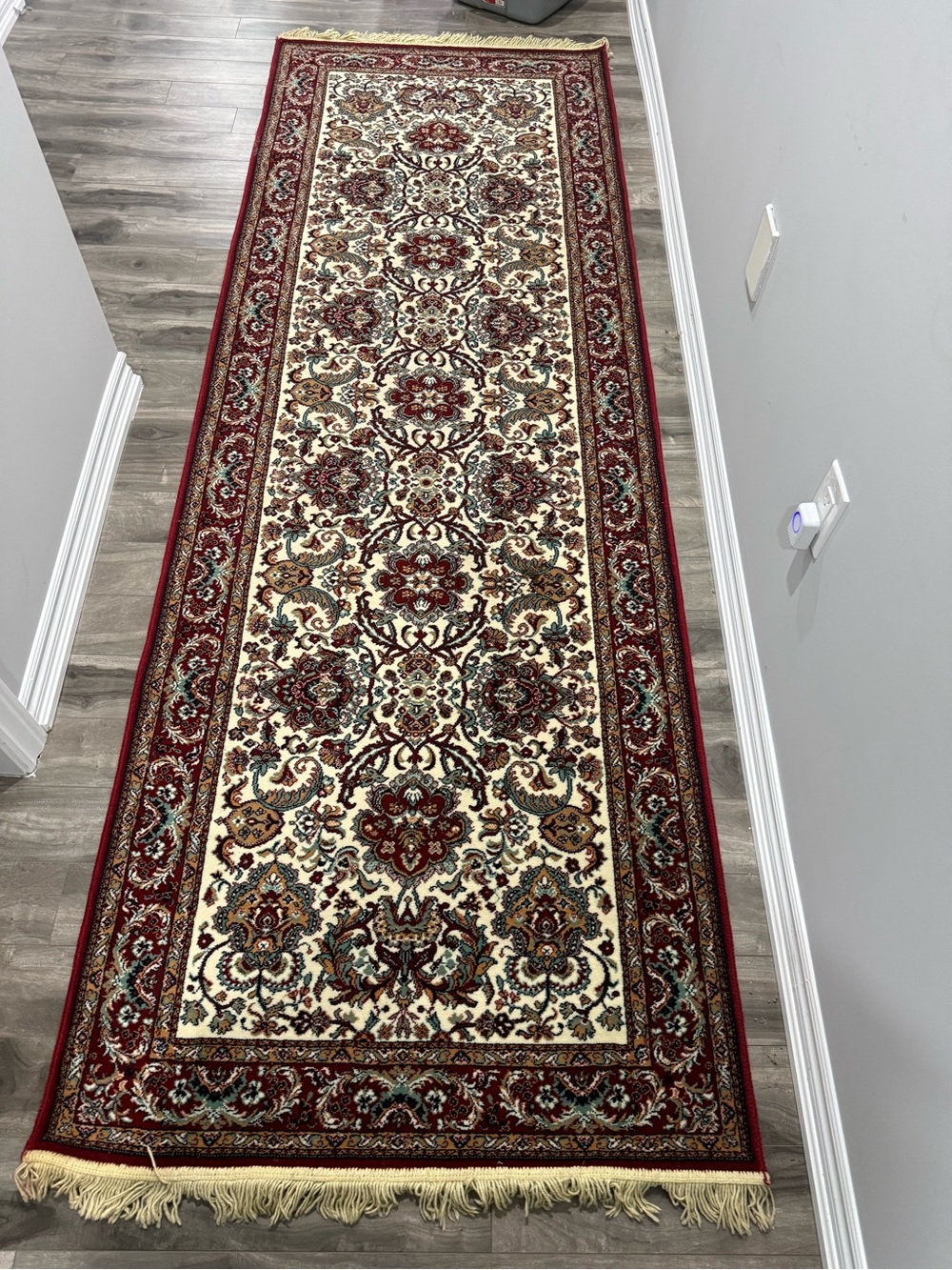Traditional Red and Ivory Runner Rug